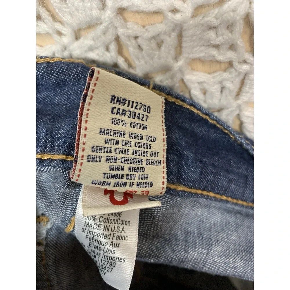 Vtg True Religion Jeans Men Tag 34 Apprx W36 L33  Blue Denim Bootcut Made in USA